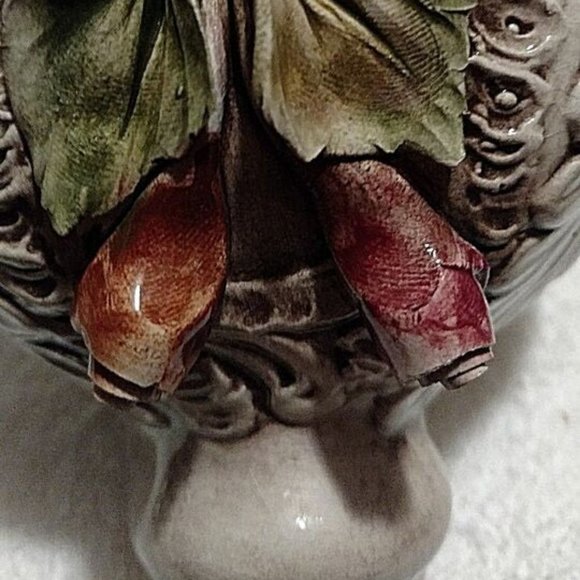 Footed URN Vintage Capodimonte Porcelain Covered Jar-with Flowers Italy/… - Picture 12 of 16
